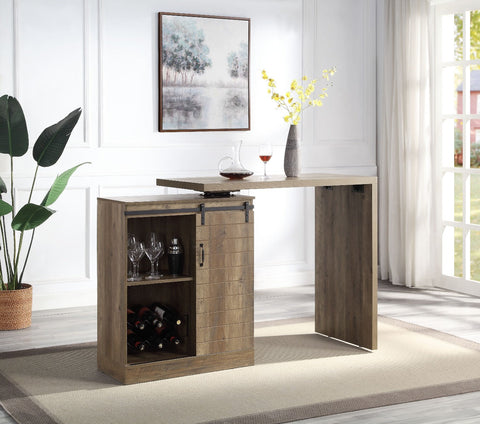 ACME Quillon Rustic Oak Finish Quillon Bar Table Model DN00153