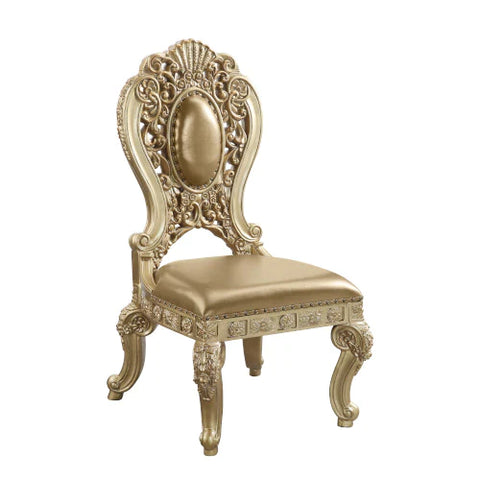 Seville Tan PU & Gold Finish Side Chair Model DN00458 By ACME Furniture