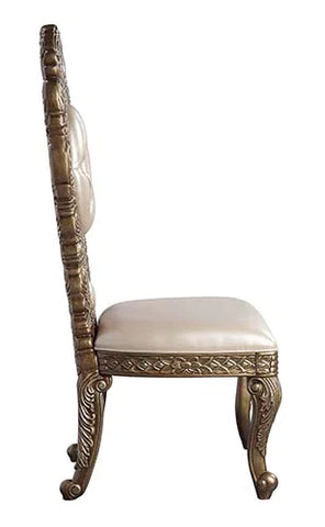 Constantine PU, Brown & Gold Finish Side Chair Model DN00478 By ACME Furniture