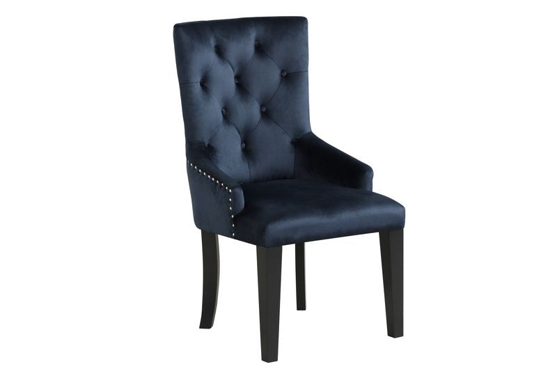 ACME Varian II Dark Navy Blue Velvet & Black Finish Varian II Side Chair Model DN00592
