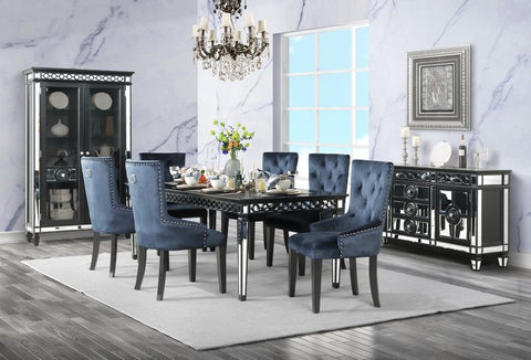 ACME Varian II Dark Navy Blue Velvet & Black Finish Varian II Side Chair Model DN00592