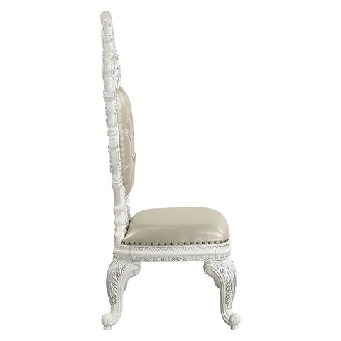 Vanaheim Beige PU & Antique White Finish Side Chair Model DN00679 By ACME Furniture