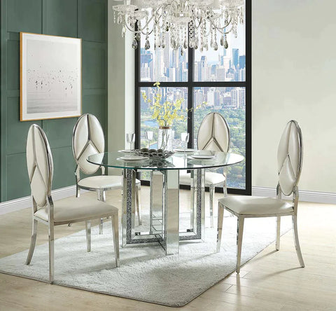 Noralie Mirrored & Faux Diamonds Dining Table Model DN00715 By ACME Furniture