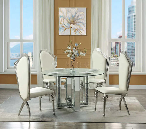 Noralie Mirrored & Faux Diamonds Dining Table Model DN00715 By ACME Furniture