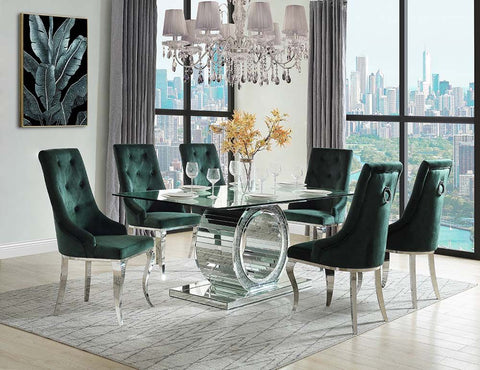 Noralie Mirrored & Faux Diamonds Dining Table Model DN00720 By ACME Furniture