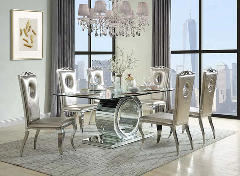 Noralie Mirrored & Faux Diamonds Dining Table Model DN00720 By ACME Furniture