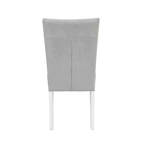Elizaveta Gray Velvet, Faux Crystal Diamonds &White  High Gloss Finish Side Chair Model DN00815 By ACME Furniture