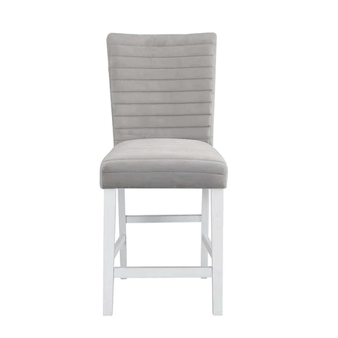 Elizaveta Gray Velvet, Faux Crystal Diamonds &White  High Gloss Finish Counter Height Chair Model DN00818 By ACME Furniture