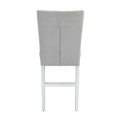 Elizaveta Gray Velvet, Faux Crystal Diamonds &White  High Gloss Finish Counter Height Chair Model DN00818 By ACME Furniture