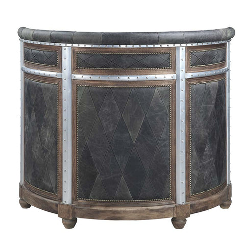 ACME Rahma Antique Ebony Top Grain Leather & Aluminum Rahma Bar Table Model DN01019