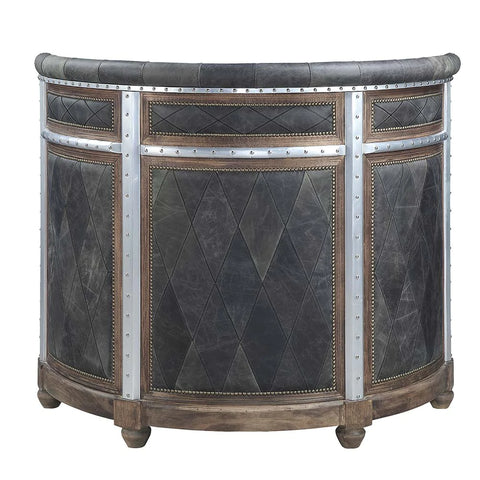 Rahma Antique Ebony Top Grain Leather & Aluminum Bar Table Model DN01019 By ACME Furniture