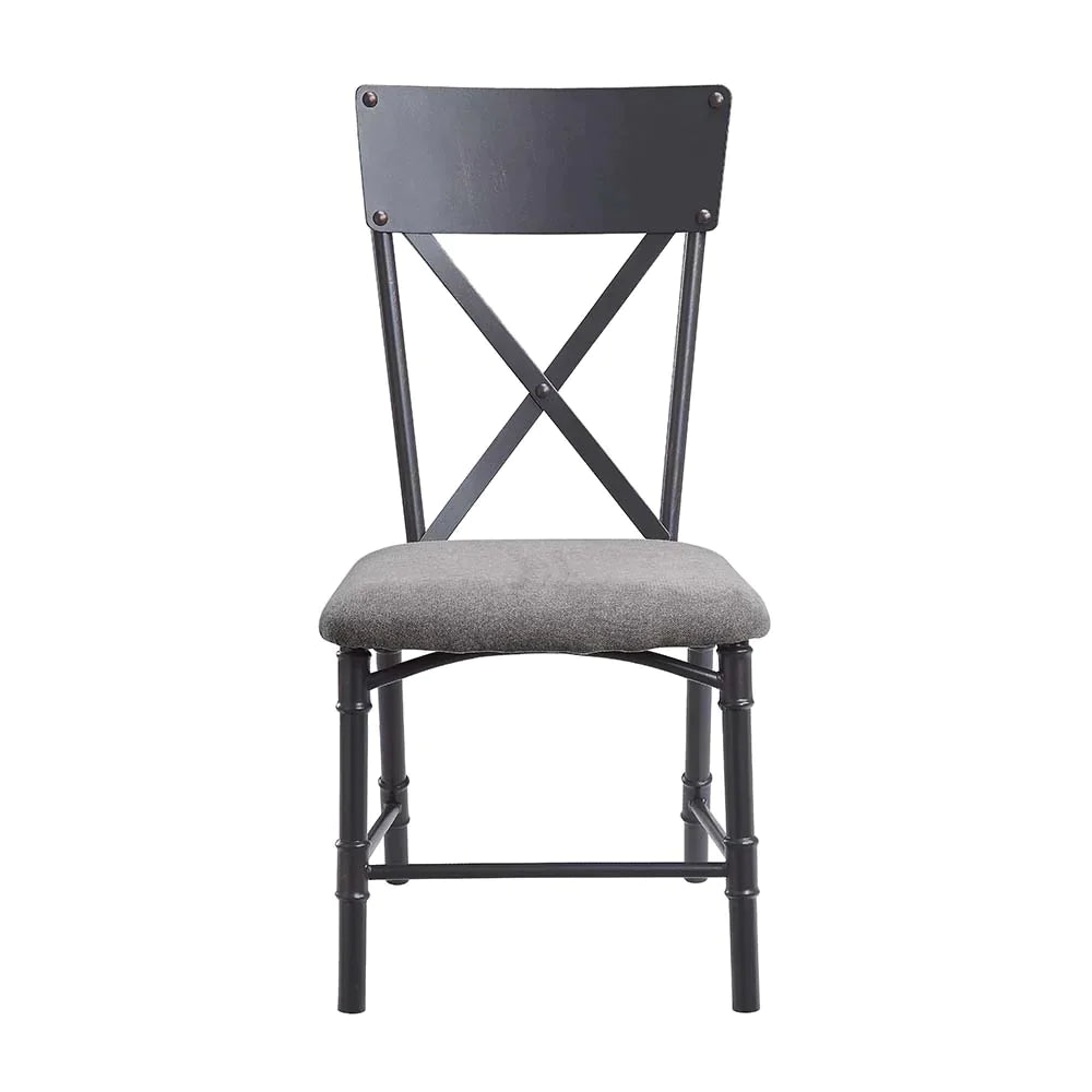 Edina Gray Fabric, Oak & Sandy Black Finish Side Chair Model DN01058 By ACME Furniture