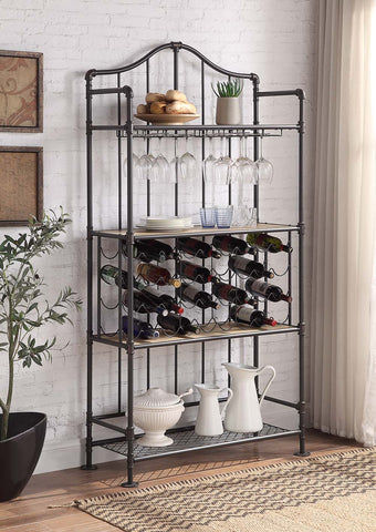 Edina Oak & Sandy Black Finish Wine Cabinet Model DN01060 By ACME Furniture