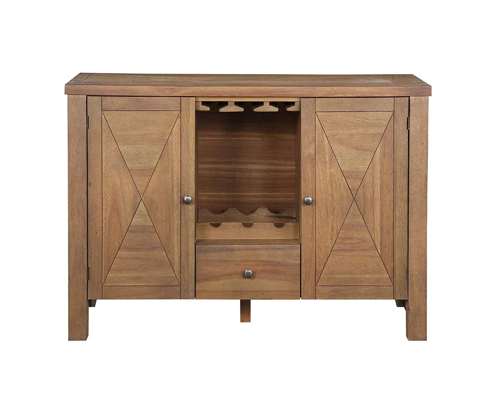 Pascaline Gray Fabric, Rustic Brown & Oak Finish Server Model DN01133 By ACME Furniture