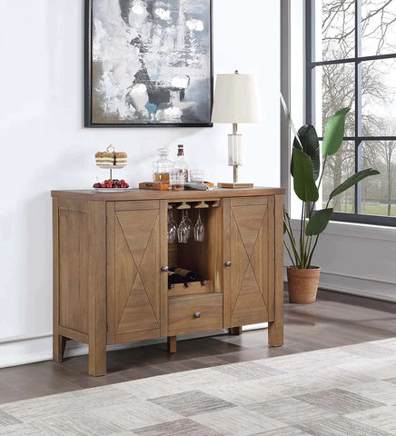Pascaline Gray Fabric, Rustic Brown & Oak Finish Server Model DN01133 By ACME Furniture