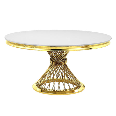 ACME Fallon Faux Marble Top & Mirrored Gold Finish Fallon Dining Table Model DN01189