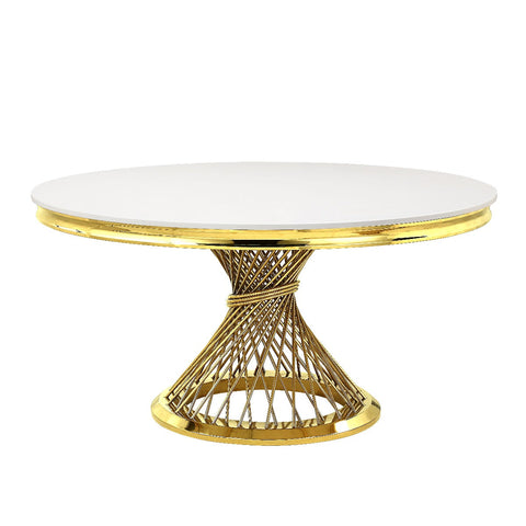 ACME Fallon Faux Marble Top & Mirrored Gold Finish Fallon Dining Table Model DN01189