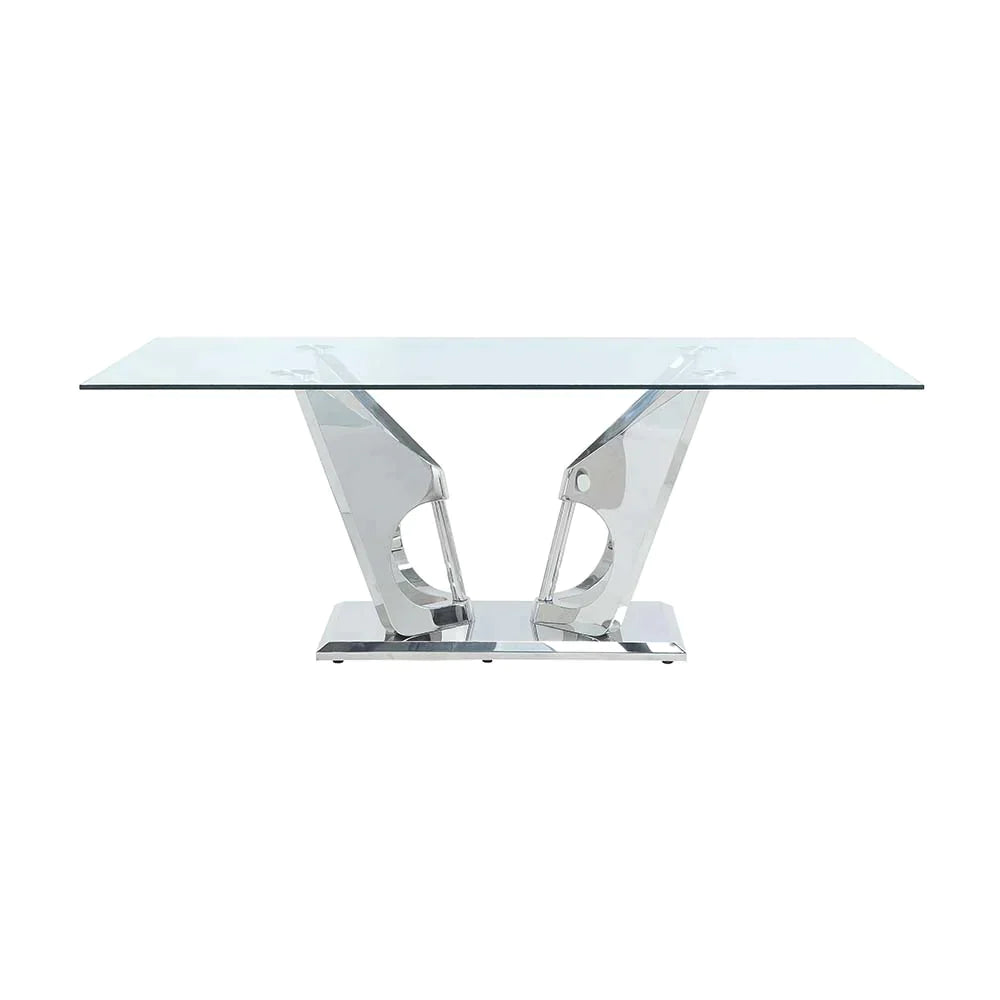 Azriel Clear Glass & Mirrored Silver Finish Dining Table Model DN01191 By ACME Furniture