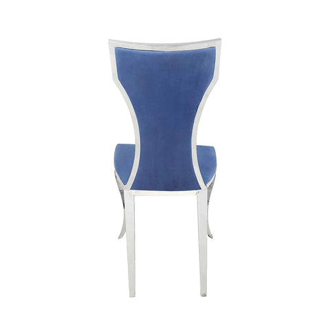 Azriel Blue Velvet & Mirroed Silver Finish Side Chair Model DN01192 By ACME Furniture