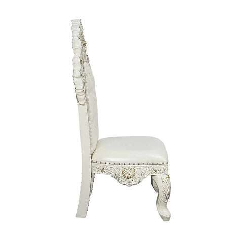 Adara White PU & Antique White Finish Side Chair Model DN01230 By ACME Furniture