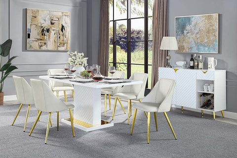 Gaines White High Gloss Finish Dining Table Model DN01258 By ACME Furniture