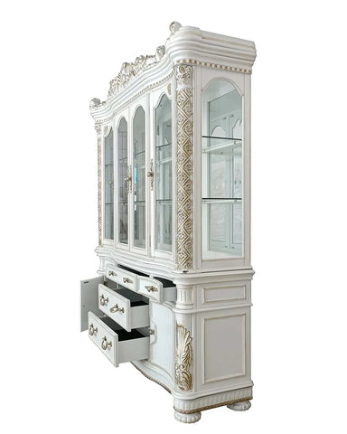 Vendom Antique Pearl Finish Hutch & Buffet Model DN01350 By ACME Furniture