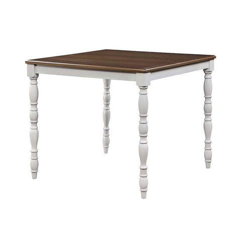 ACME Bettina Beige Fabric, Antique White & Weathered Oak Finish Bettina Counter Height Set (5PC) Model DN01439