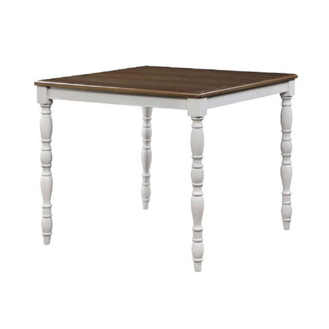 ACME Bettina Beige Fabric, Antique White & Weathered Oak Finish Bettina Counter Height Set (5PC) Model DN01439