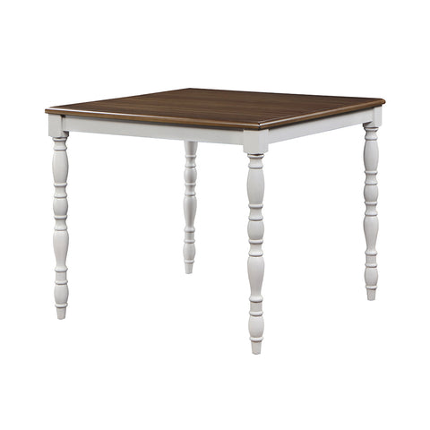 ACME Bettina Beige Fabric, Antique White & Weathered Oak Finish Bettina Counter Height Set (5PC) Model DN01439