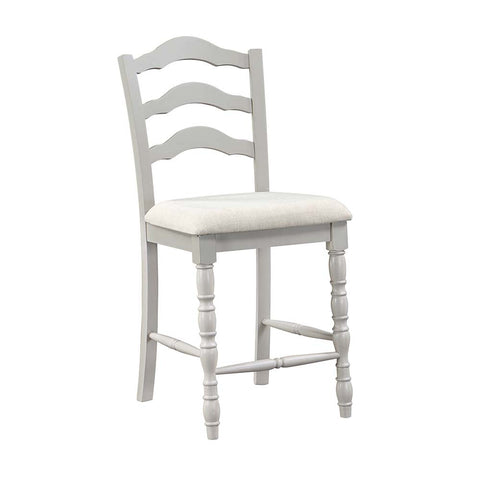ACME Bettina Beige Fabric, Antique White & Weathered Oak Finish Bettina Counter Height Set (5PC) Model DN01439