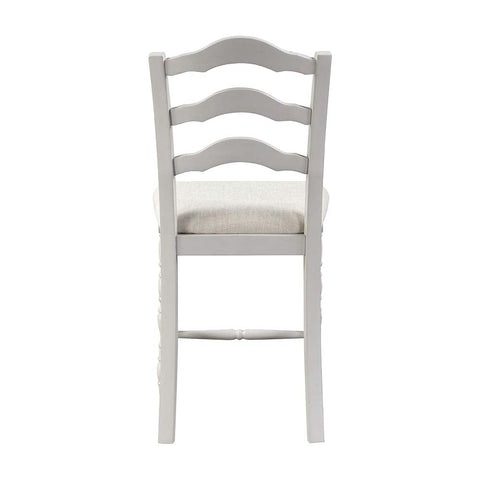ACME Bettina Beige Fabric, Antique White & Weathered Oak Finish Bettina Counter Height Set (5PC) Model DN01439