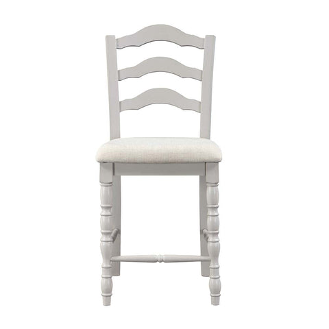 ACME Bettina Beige Fabric, Antique White & Weathered Oak Finish Bettina Counter Height Set (5PC) Model DN01439