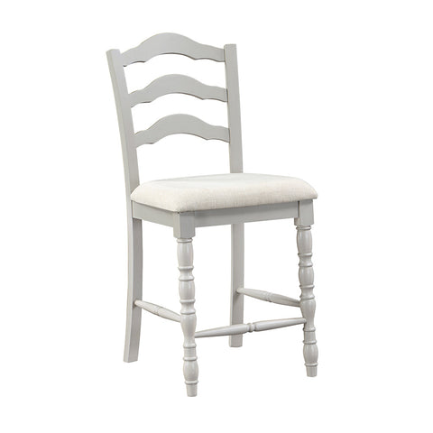 ACME Bettina Beige Fabric, Antique White & Weathered Oak Finish Bettina Counter Height Set (5PC) Model DN01439
