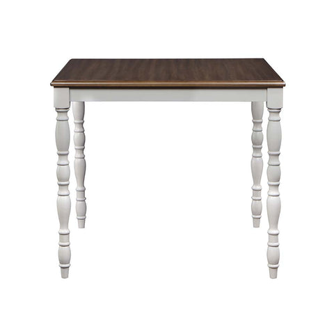 ACME Bettina Beige Fabric, Antique White & Weathered Oak Finish Bettina Counter Height Set (5PC) Model DN01439