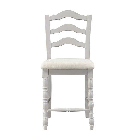 ACME Bettina Beige Fabric, Antique White & Weathered Oak Finish Bettina Counter Height Set (5PC) Model DN01439