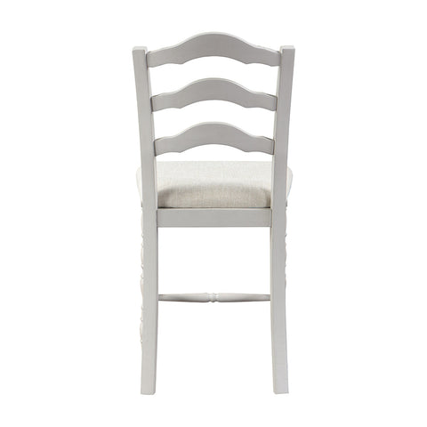 ACME Bettina Beige Fabric, Antique White & Weathered Oak Finish Bettina Counter Height Set (5PC) Model DN01439