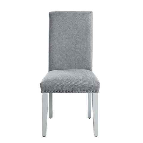 ACME Lanton Gray Linen & Antique White Finish Lanton Side Chair (Set-2) Model DN01452