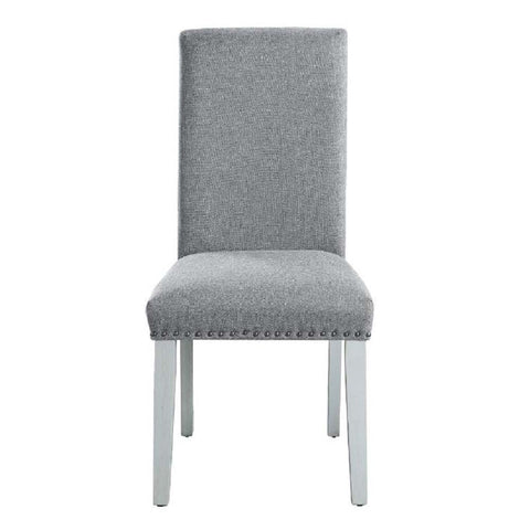 ACME Lanton Gray Linen & Antique White Finish Lanton Side Chair (Set-2) Model DN01452