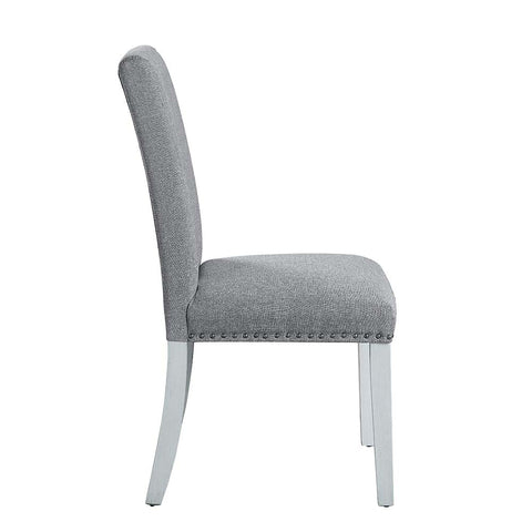 ACME Lanton Gray Linen & Antique White Finish Lanton Side Chair (Set-2) Model DN01452