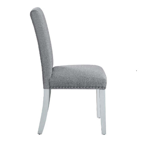 ACME Lanton Gray Linen & Antique White Finish Lanton Side Chair (Set-2) Model DN01452