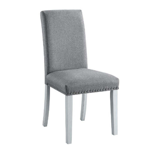 ACME Lanton Gray Linen & Antique White Finish Lanton Side Chair (Set-2) Model DN01452