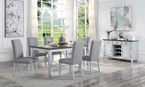 ACME Lanton Gray Linen & Antique White Finish Lanton Side Chair (Set-2) Model DN01452