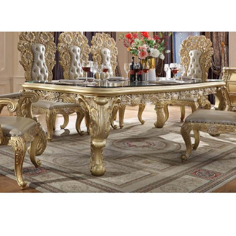 ACME Cabriole Gold Finish Cabriole Dining Table Model DN01482