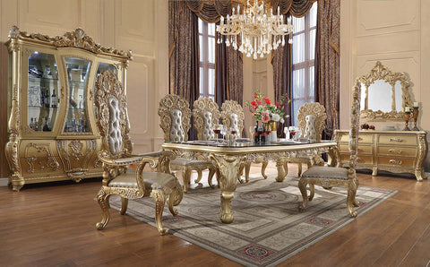 ACME Cabriole Gold Finish Cabriole Dining Table Model DN01482