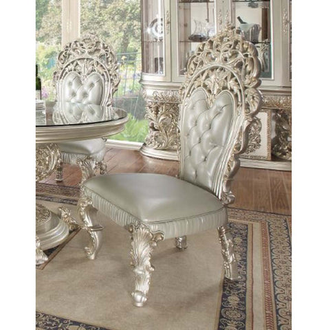 ACME Sandoval Beige PU & Champagne Finish Sandoval Side Chair (Set-2) Model DN01495