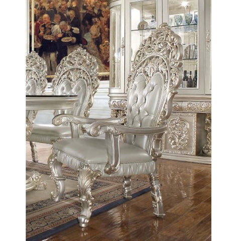 ACME Sandoval Beige PU & Champagne Finish Sandoval Arm Chair (Set-2) Model DN01496