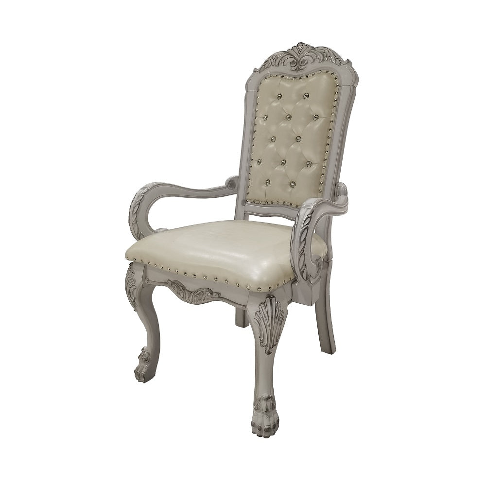 ACME Dresden PU & Bone White Finish Dresden Arm Chair (Set-2) Model DN01697