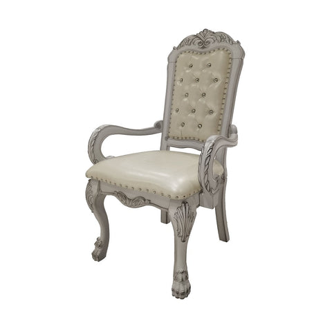 ACME Dresden PU & Bone White Finish Dresden Arm Chair (Set-2) Model DN01697