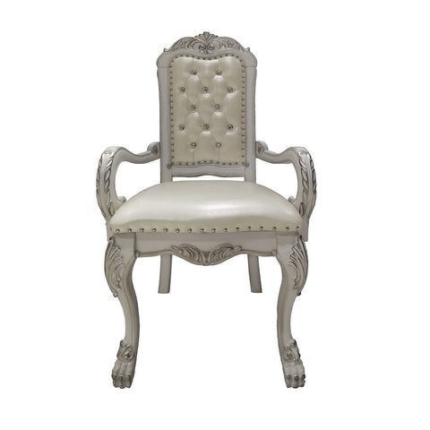 ACME Dresden PU & Bone White Finish Dresden Arm Chair (Set-2) Model DN01697