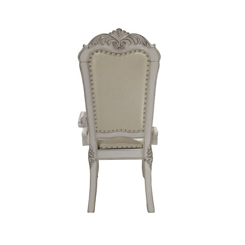 ACME Dresden PU & Bone White Finish Dresden Arm Chair (Set-2) Model DN01697